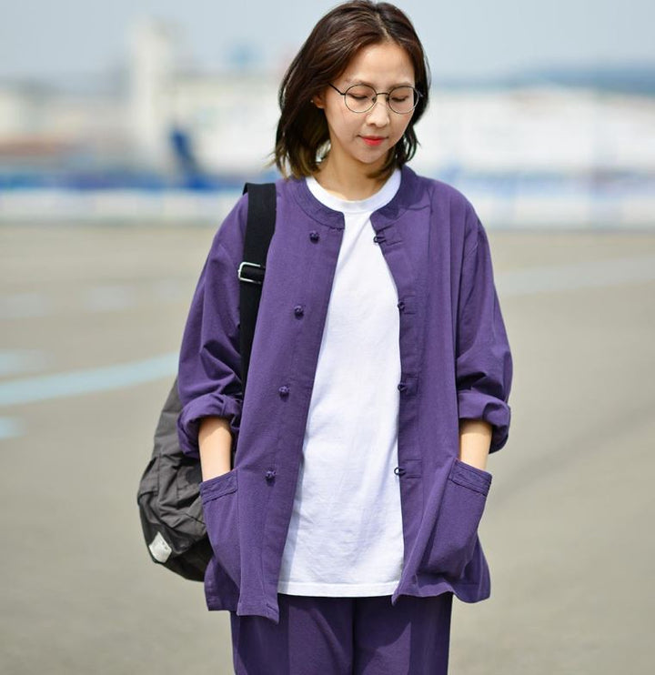 Korean Hanbok Washed 17's Dyed Cotton Common Use Man Woman Casual Daily Clothing BTS Light Purple 24014