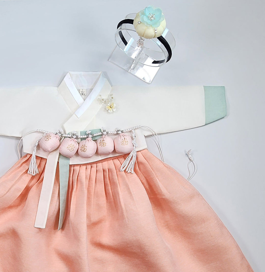 Korean Traditional Baby Girl Hanbok Clothing 1 Age Dol Party Celebration pastel 1–15 Ages OS175