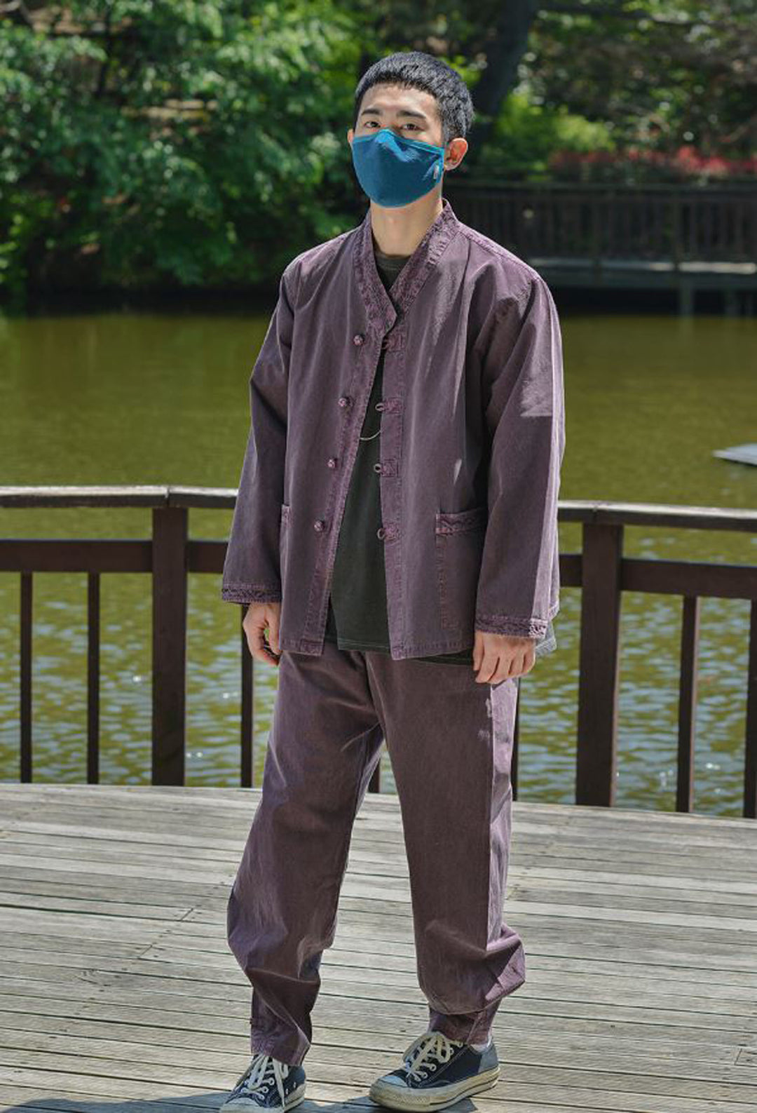 Korean Hanbok Washed Cotton Common Use Man Woman Casual Daily Clothing BTS Long Sleeve Cocoa 10042