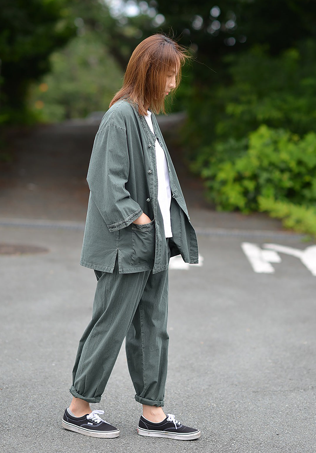 Korean Hanbok Washed Cotton Common Use Man Woman Casual Daily Clothing 3/4 Sleeve BTS 10097 Watermelon