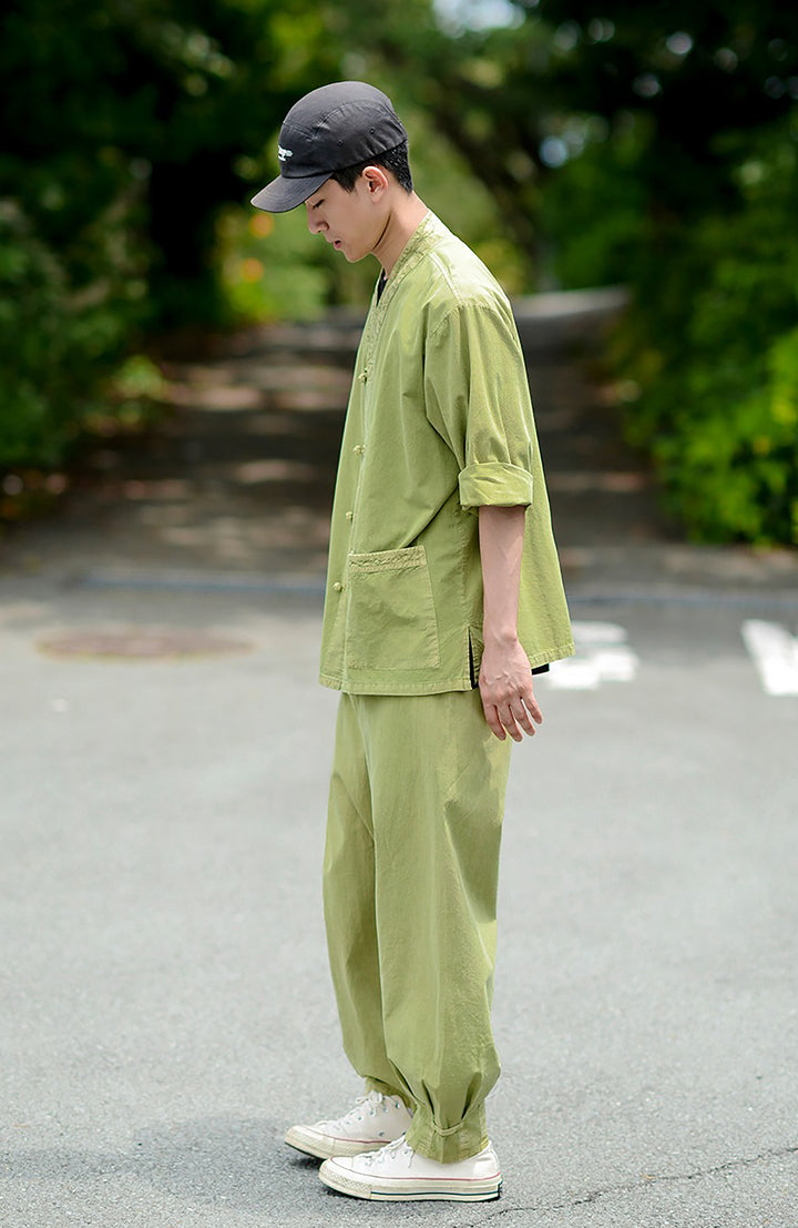 Korean Hanbok Washed Cotton Common Use Man Woman Casual Daily Clothing 3/4 Sleeve BTS 10097 Light Green