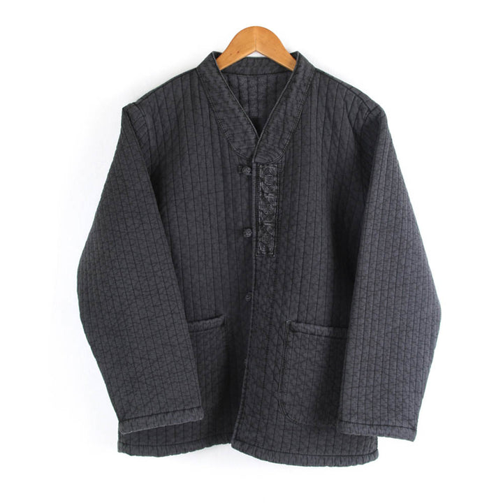 Korean Hanbok Washed Cotton Common Use Man Woman Casual Daily Quilted Jacket Pants Set Winter Charcoal JH113