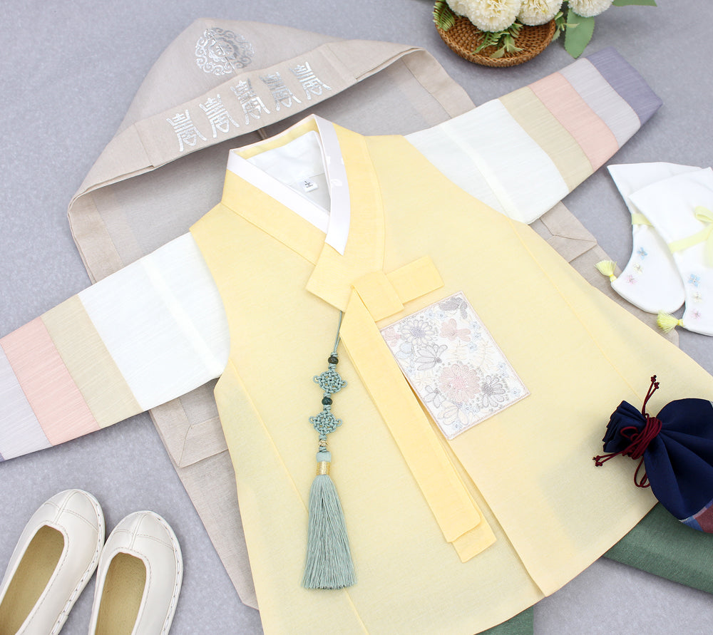 Korean Traditional Boy Baby Hanbok Dol Baikil Party Celebration 100th-10 Years Yellow DDB116