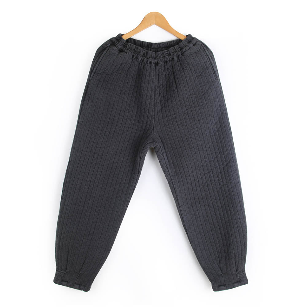 Korean Hanbok Washed Cotton Common Use Man Woman Casual Daily Quilted Jacket Pants Set Winter Charcoal JH113
