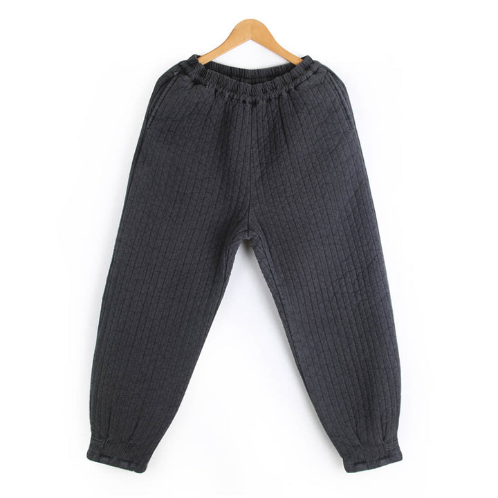 Korean Hanbok Washed Cotton Common Use Man Woman Casual Daily Quilted Jacket Pants Set Winter Charcoal JH113