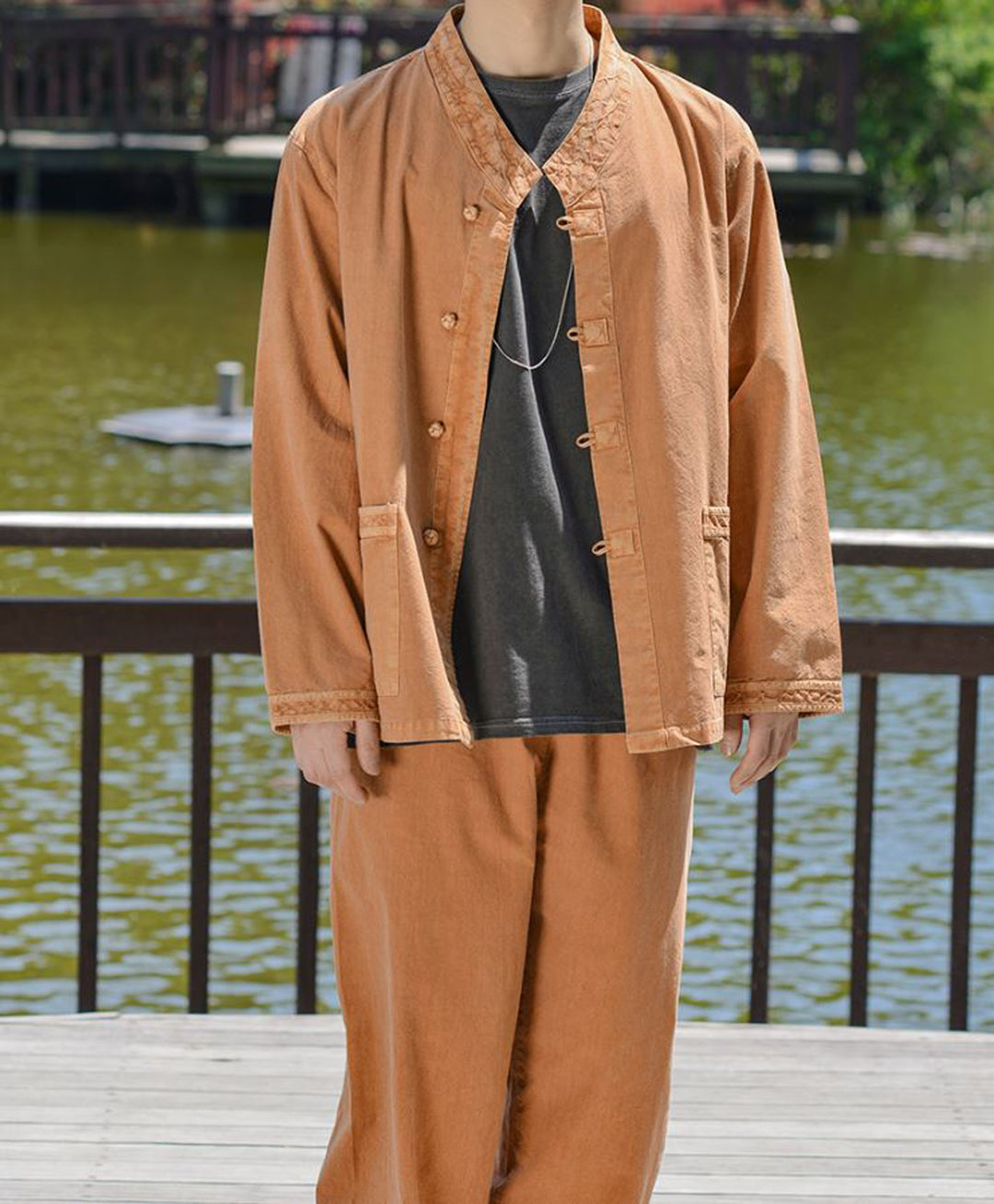 Korean Hanbok Washed Cotton Common Use Man Woman Casual Daily Clothing BTS Long Sleeve Mud 10042