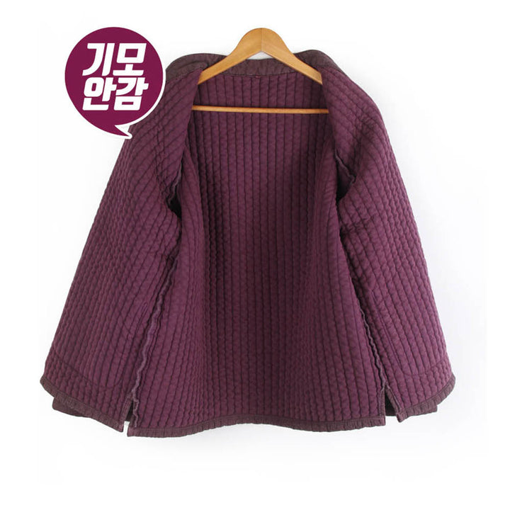 Korean Hanbok Washed Cotton Common Use Man Woman Casual Daily Quilted Jacket Pants Set Winter Red bean JH114