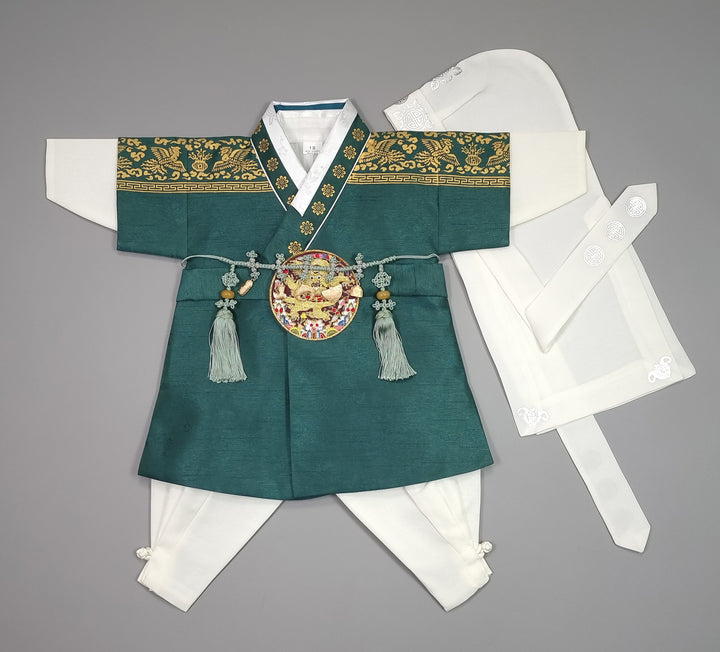 Korean Traditional Boy Baby Hanbok Dol Baikil Party Celebration 100th Days 1-8 Ages Green HGB119
