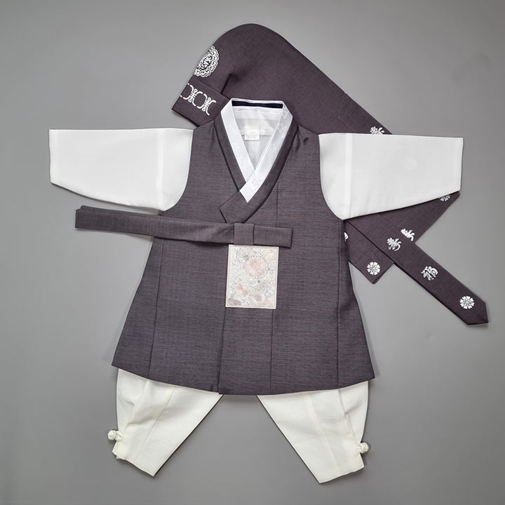 Hanbok Boy Baby Korea Traditional Clothing Set First Birthday Celebration Party 100th Birth Celebration 1–15 years Baby Gray HGB107