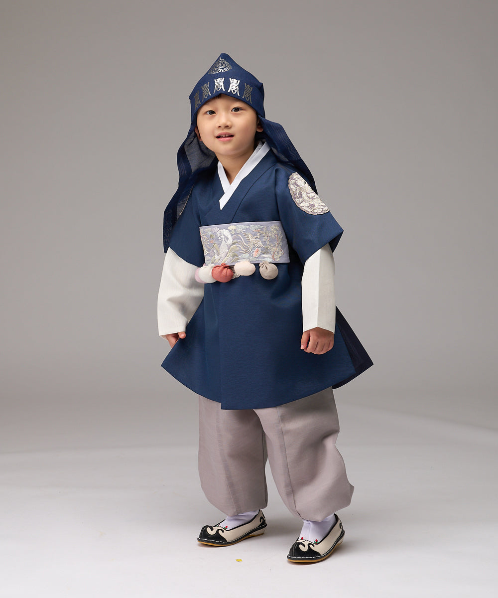 Korean Traditional Boy Baby Hanbok Dol Baikil Party Celebration 100th-10 Years&nbsp; Dark Navy DDB102