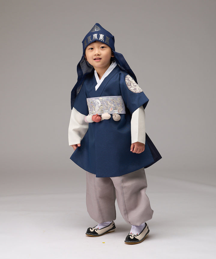 Korean Traditional Boy Baby Hanbok Dol Baikil Party Celebration 100th-10 Years&nbsp; Dark Navy DDB102