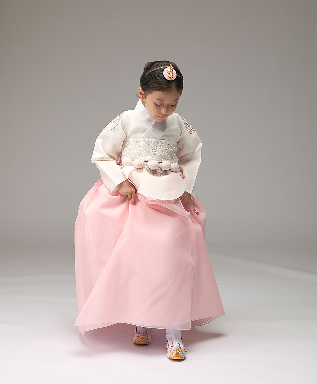 Hanbok Girl Baby Korea Traditional Clothing Set First Birthday Celebration Party Celebration 1–8 years Ivory Peach DGH104