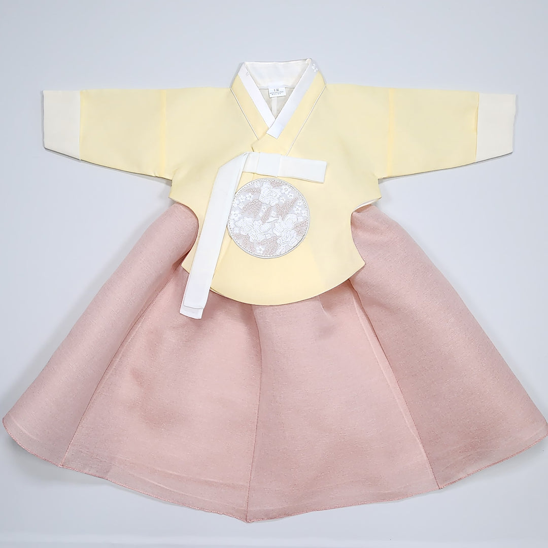 Hanbok Girl Baby Korea Traditional Clothing Set First Birthday Celebration Party 100th Birth Celebration 1–15 years Yellow HG354