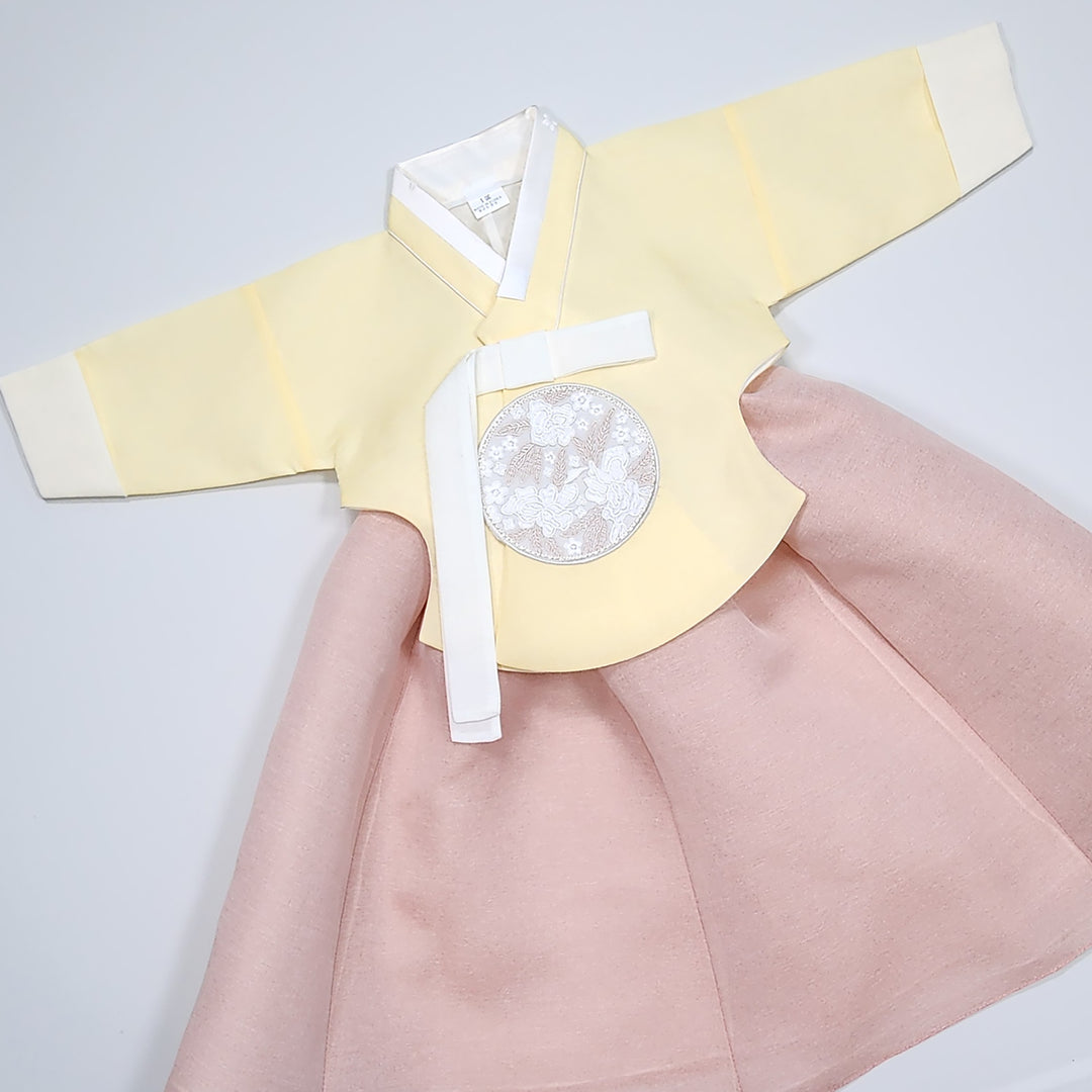 Hanbok Girl Baby Korea Traditional Clothing Set First Birthday Celebration Party 100th Birth Celebration 1–15 years Yellow HG354