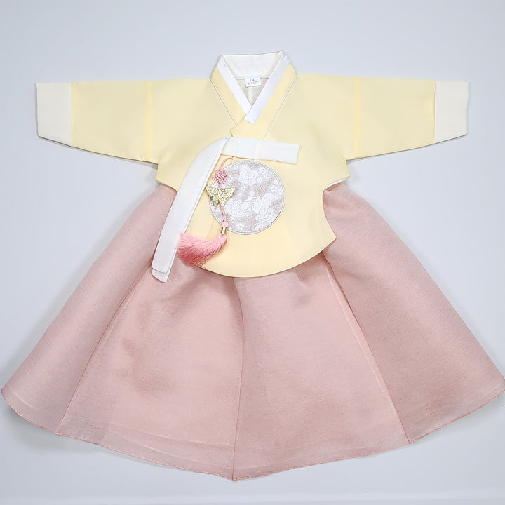Hanbok Girl Baby Korea Traditional Clothing Set First Birthday Celebration Party 100th Birth Celebration 1–15 years Yellow HG354