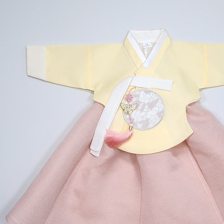 Hanbok Girl Baby Korea Traditional Clothing Set First Birthday Celebration Party 100th Birth Celebration 1–15 years Yellow HG354