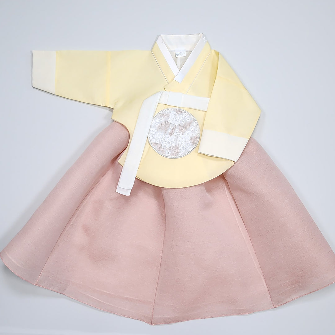 Hanbok Girl Baby Korea Traditional Clothing Set First Birthday Celebration Party 100th Birth Celebration 1–15 years Yellow HG354