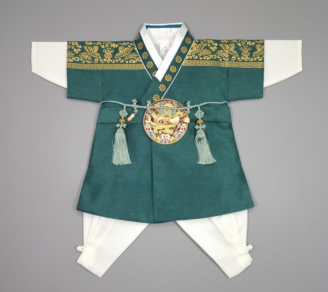 Korean Traditional Boy Baby Hanbok Dol Baikil Party Celebration 100th Days 1-8 Ages Green HGB119