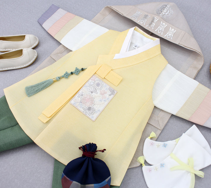 Korean Traditional Boy Baby Hanbok Dol Baikil Party Celebration 100th-10 Years Yellow DDB116