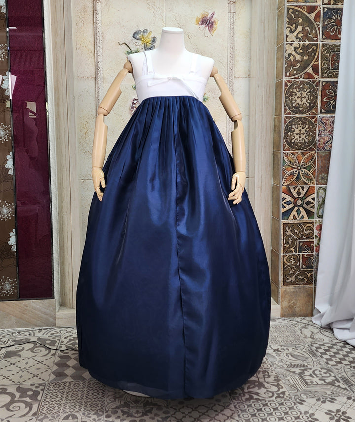 Korean Traditional Woman Personal Custom Hanbok Wedding Party Ceremony Ivory Navy Hanbok OSW007