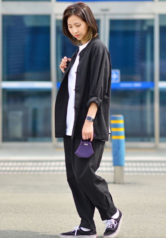 Korean Hanbok Washed 17's Dyed Cotton Common Use Man Woman Casual Daily Clothing BTS Black 24014