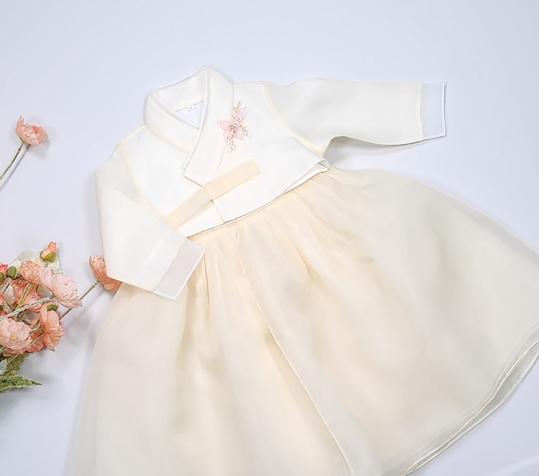 Hanbok Girl Baby Korea Traditional Clothing Set First Birthday Celebration Party Celebration 1–8 years Pastel Beige OSG103
