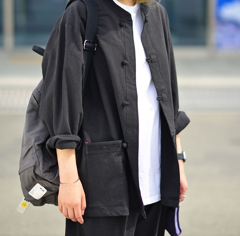 Korean Hanbok Washed 17's Dyed Cotton Common Use Man Woman Casual Daily Clothing BTS Black 24014