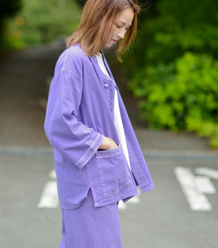 Korean Hanbok Washed Cotton Common Use Man Woman Casual Daily Clothing 3/4 Sleeve BTS 10097 Violet
