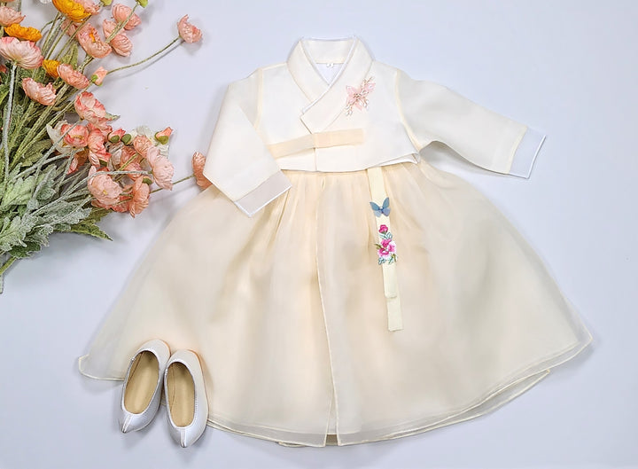 Hanbok Girl Baby Korea Traditional Clothing Set First Birthday Celebration Party Celebration 1–8 years Pastel Beige OSG103