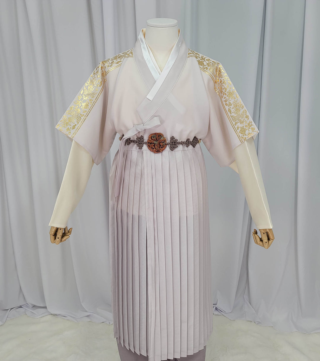 Korean Traditional Man Male Personal Custom Hanbok&nbsp; Light Gray Silver Print King's Design Wedding Party Ceremony OSM148