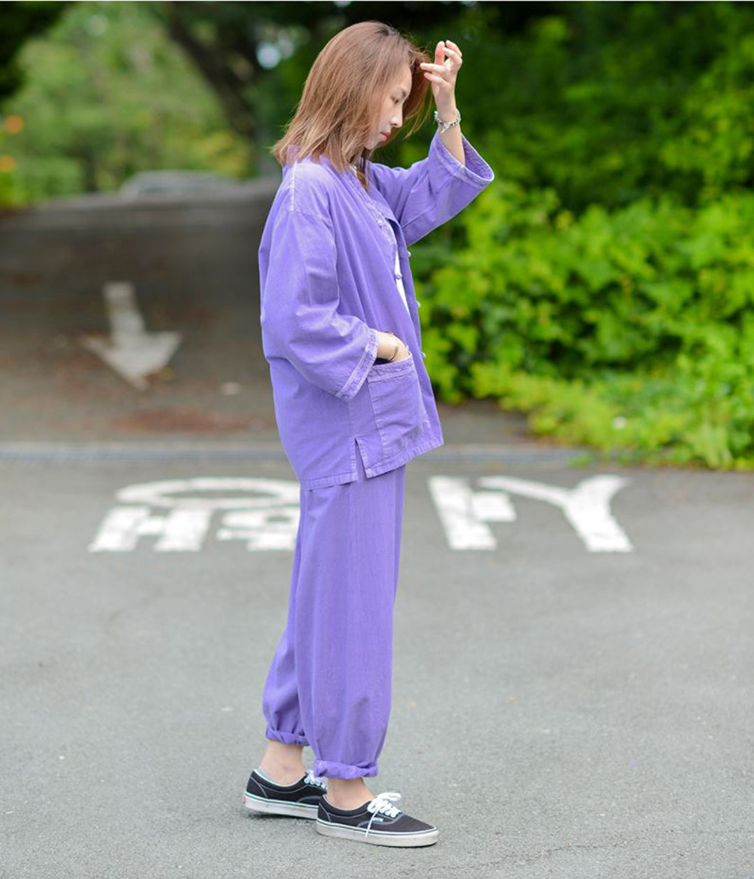 Korean Hanbok Washed Cotton Common Use Man Woman Casual Daily Clothing 3/4 Sleeve BTS 10097 Violet