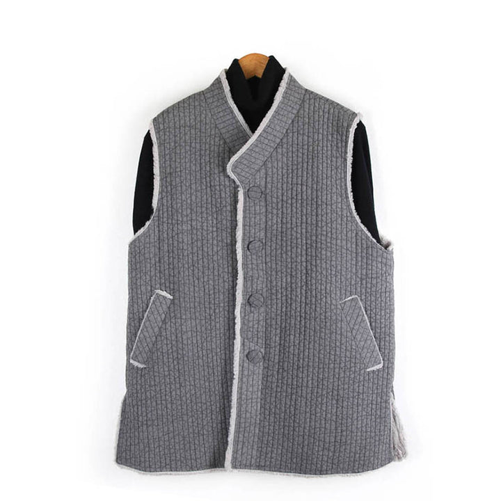 Korean Hanbok Washed Cotton Common Use Man Woman Casual Daily Clothing Winter Vest Faux Fur Gray JH111