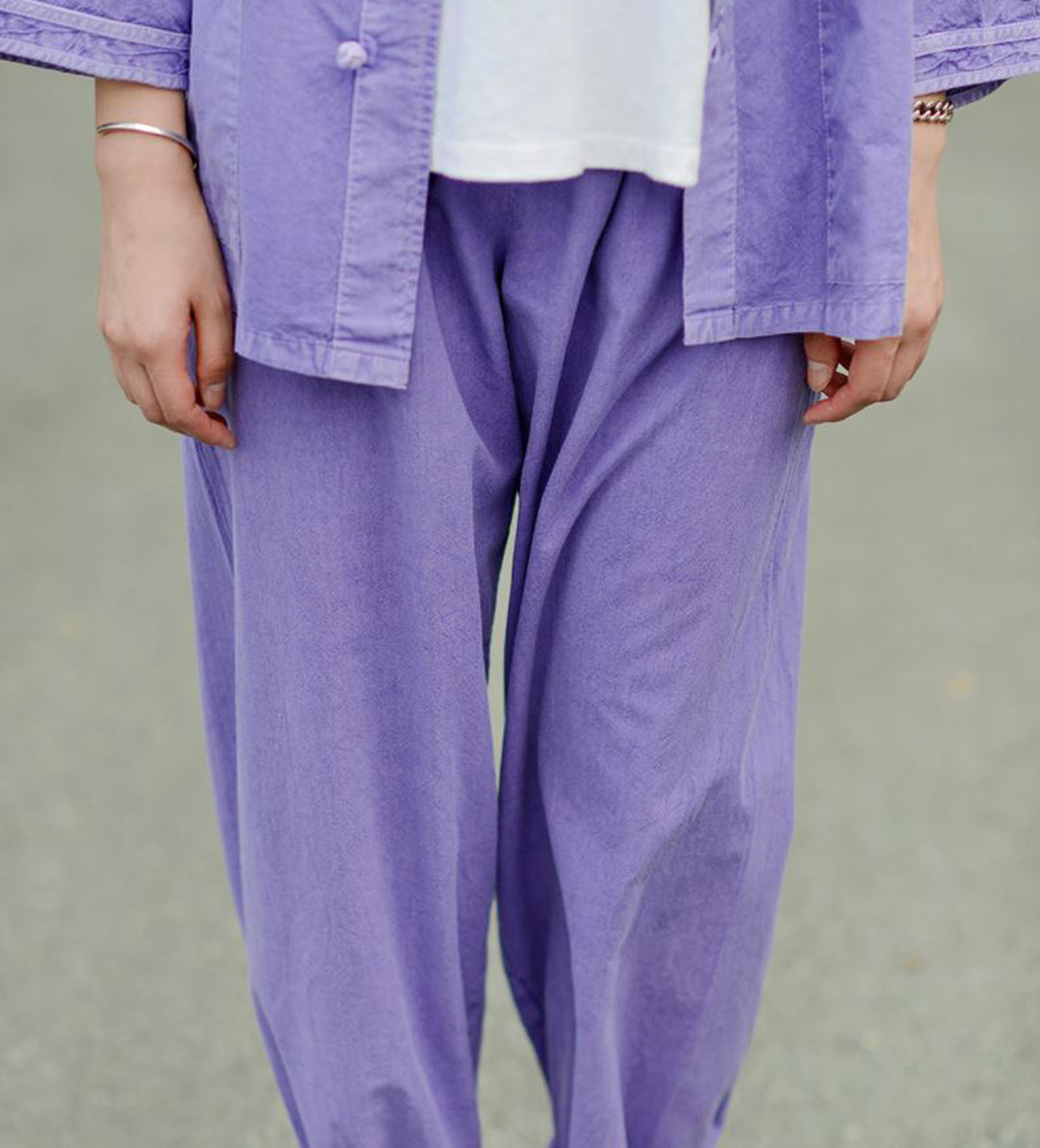 Korean Hanbok Washed Cotton Common Use Man Woman Casual Daily Clothing 3/4 Sleeve BTS 10097 Violet