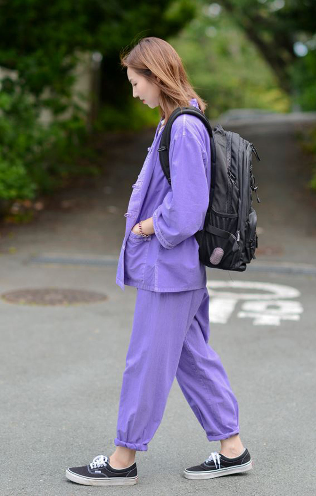 Korean Hanbok Washed Cotton Common Use Man Woman Casual Daily Clothing 3/4 Sleeve BTS 10097 Violet