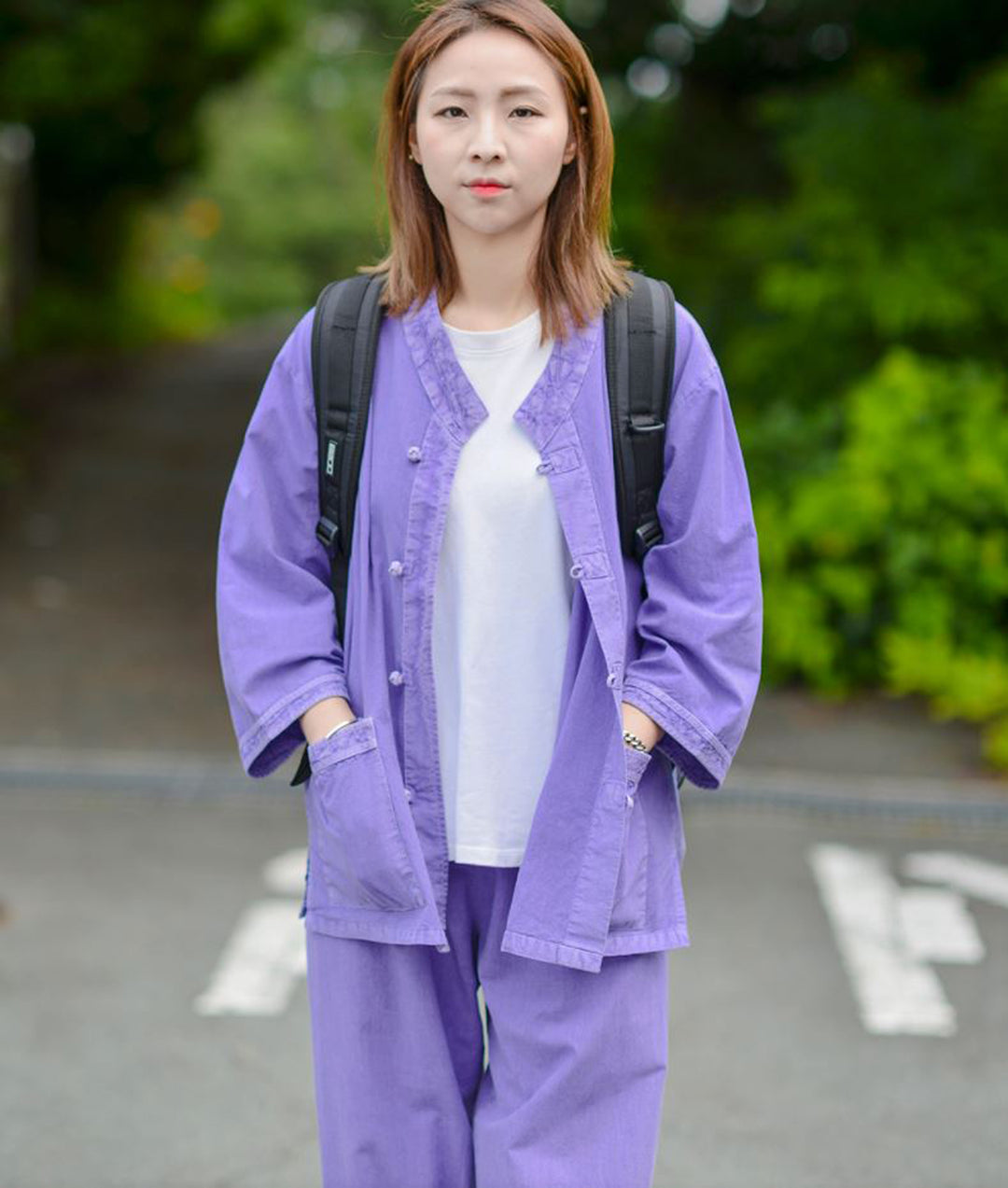 Korean Hanbok Washed Cotton Common Use Man Woman Casual Daily Clothing 3/4 Sleeve BTS 10097 Violet
