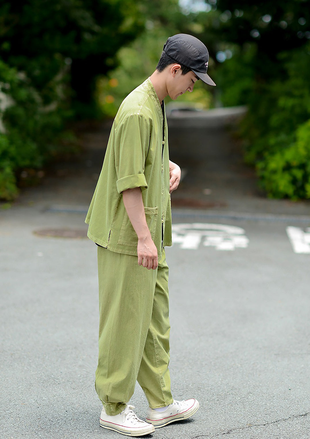 Korean Hanbok Washed Cotton Common Use Man Woman Casual Daily Clothing 3/4 Sleeve BTS 10097 Light Green