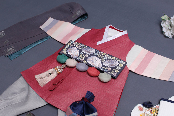 Korean Traditional Boy Baby Hanbok Dol Baikil Party Celebration 100th Days 1-10 Years Red DDB124