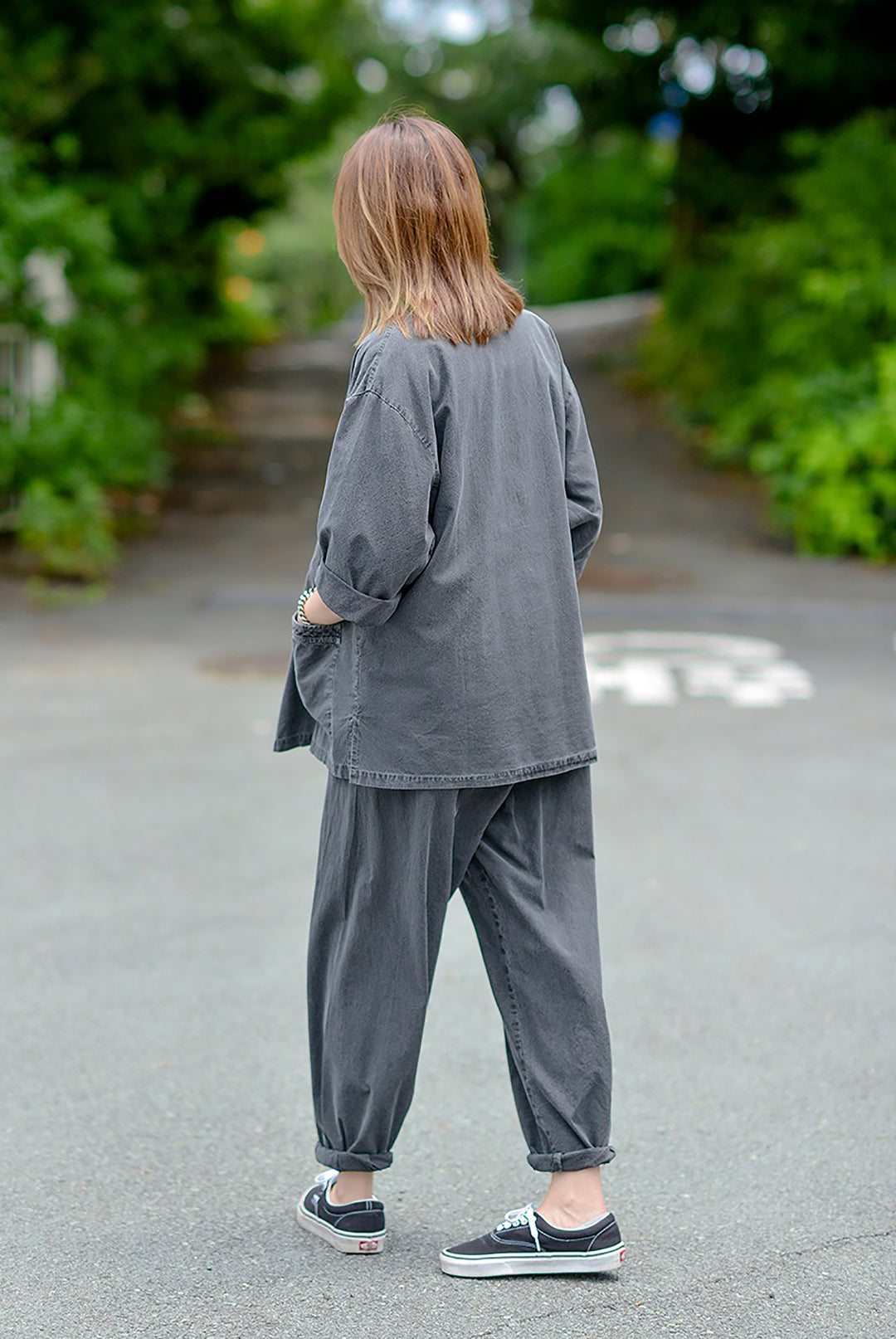 Korean Hanbok Washed Cotton Common Use Man Woman Casual Daily Clothing 3/4 Sleeve BTS 10097 Charcoal