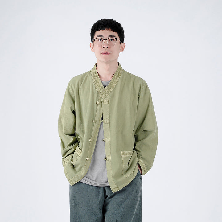 Korean Hanbok Washed Cotton Common Use Man Woman Casual Daily Clothing BTS Long Sleeve Light Green 10042