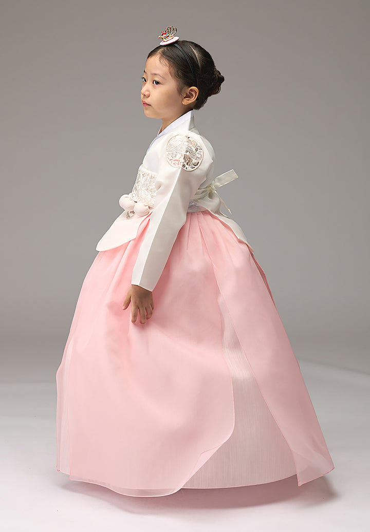 Hanbok Girl Baby Korea Traditional Clothing Set First Birthday Celebration Party Celebration 1–8 years Ivory Peach DGH104
