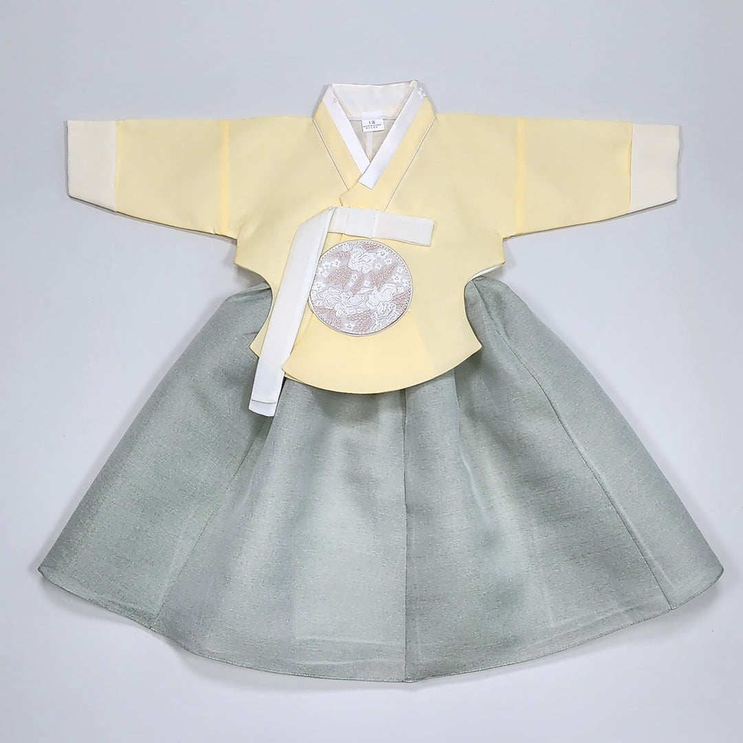 Hanbok Girl Baby Korea Traditional Clothing Set First Birthday Celebration Party 100th Birth Celebration 1–15 years Yellow HG355
