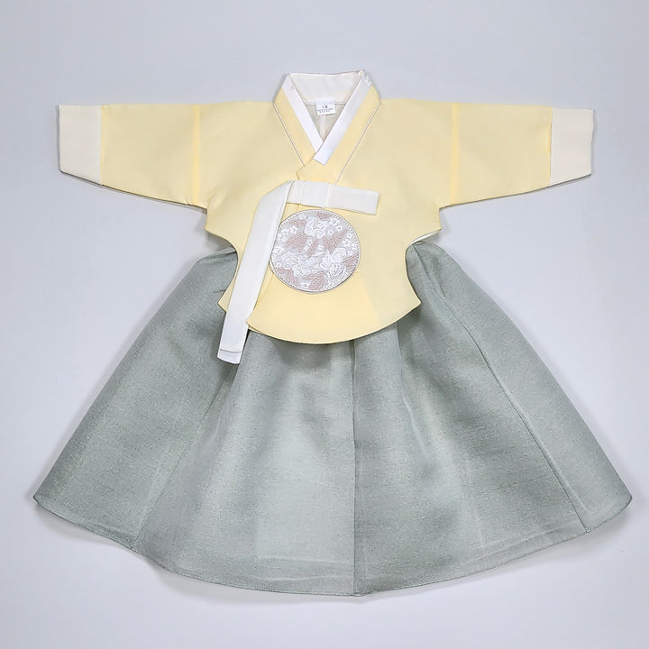 Hanbok Girl Baby Korea Traditional Clothing Set First Birthday Celebration Party 100th Birth Celebration 1–15 years Yellow HG355