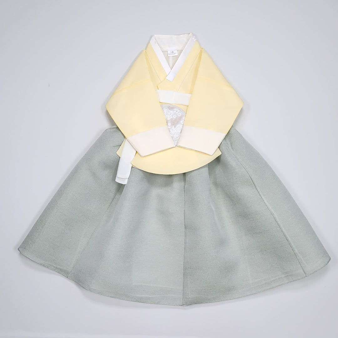 Hanbok Girl Baby Korea Traditional Clothing Set First Birthday Celebration Party 100th Birth Celebration 1–15 years Yellow HG355