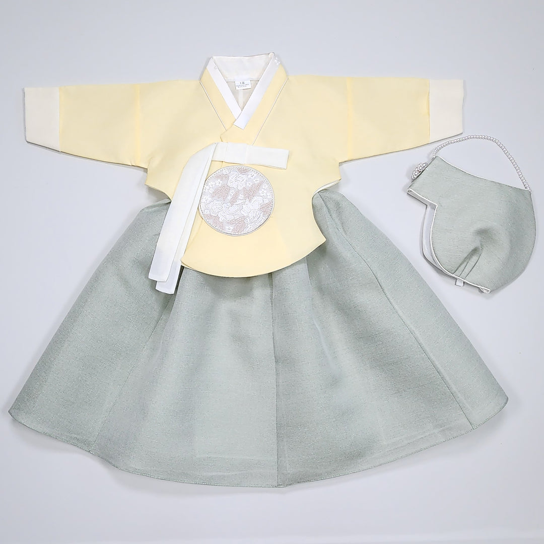 Hanbok Girl Baby Korea Traditional Clothing Set First Birthday Celebration Party 100th Birth Celebration 1–15 years Yellow HG355