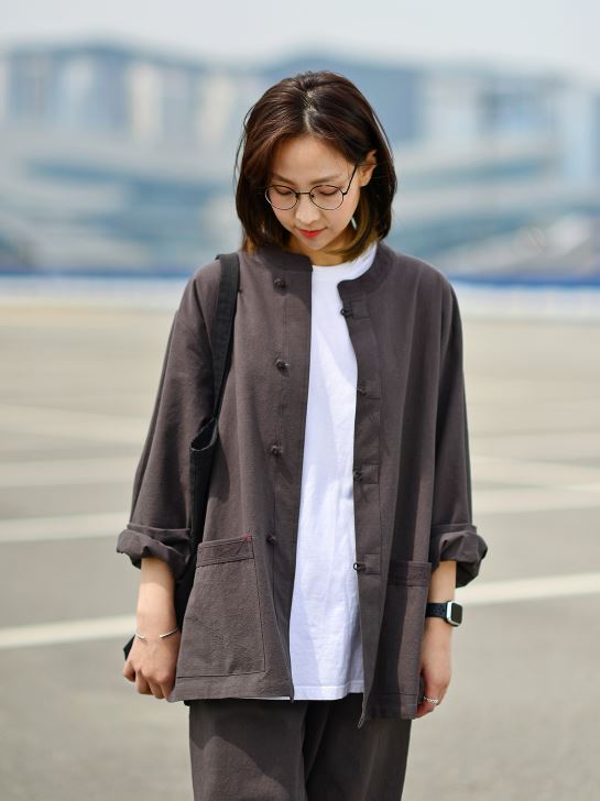 Korean Hanbok Washed 17's Dyed Cotton Common Use Man Woman Casual Daily Clothing BTS Charcoal 24014