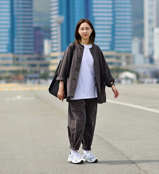 Korean Hanbok Washed 17's Dyed Cotton Common Use Man Woman Casual Daily Clothing BTS Charcoal 24014