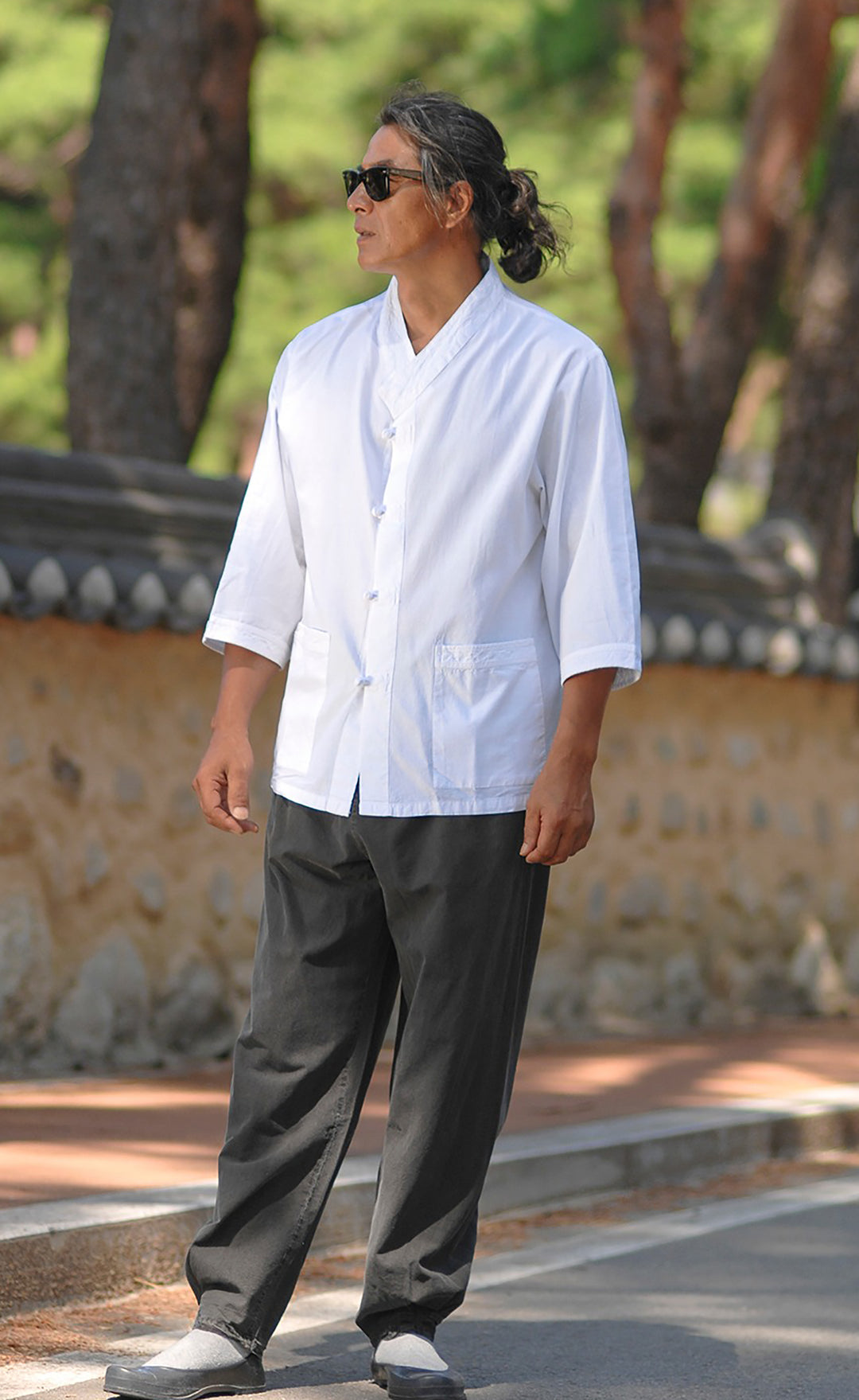 Korean Hanbok Washed Cotton Common Use Man Woman Casual Daily Clothing 3/4 Sleeve BTS 10097 White