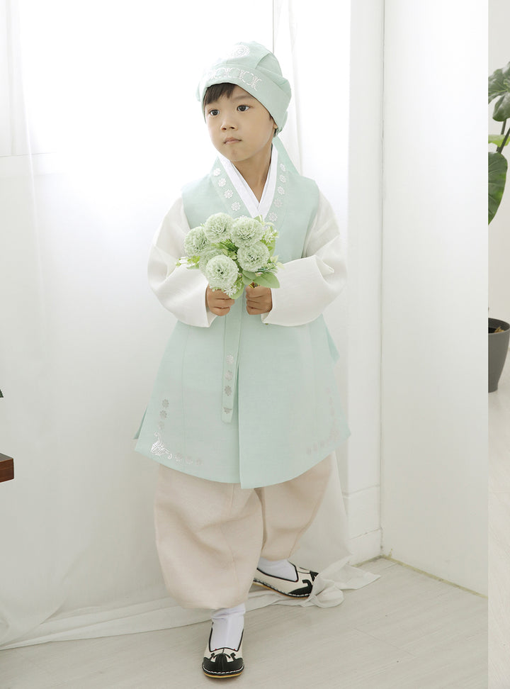 Korean Traditional Boy Baby Hanbok Dol Baikil Party Celebration 100th Days 1st Birthday 1–10 Years Bright Mint DDB129