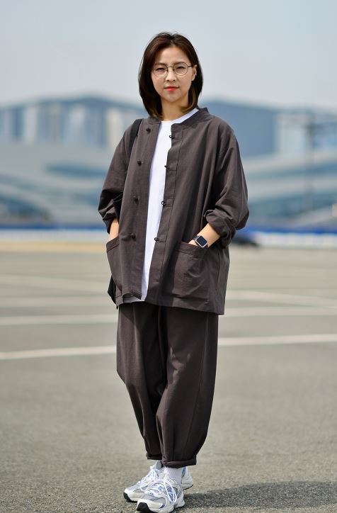 Korean Hanbok Washed 17's Dyed Cotton Common Use Man Woman Casual Daily Clothing BTS Charcoal 24014