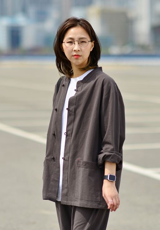 Korean Hanbok Washed 17's Dyed Cotton Common Use Man Woman Casual Daily Clothing BTS Charcoal 24014